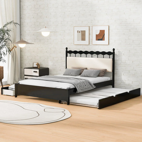 Storage Platform Bed With 2 Big Drawers & Trundle - Furniture Home Direct