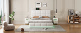 Platform Bed Tufted Upholstered Hydraulic Storage White - Furniture Home Direct