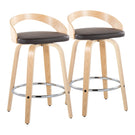 Grotto - Contemporary Fixed Height Counter Stool With Swivel With Round Footrest (Set of 2) - Furniture Home Direct