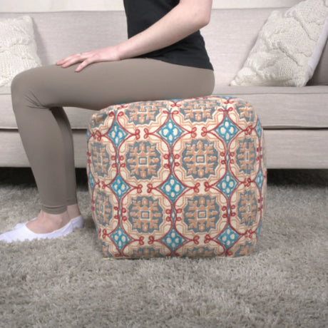 Amelia - Handcrafted Fabric Pouf, Rustic Elegance - Multicolored - Furniture Home Direct