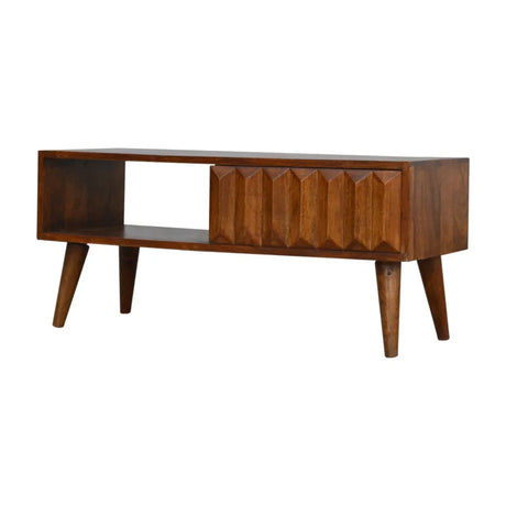 Prism Sliding Media Unit - Chestnut - Furniture Home Direct