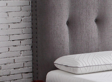 Queen Size Tufted Upholstered Headboard With Nailhead Trim - Gray - Furniture Home Direct
