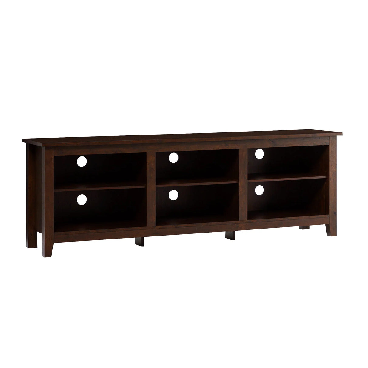 Modern Transitional 3 Shelf Open Storage 70" TV Stand For 80" TVs - Brown - Furniture Home Direct