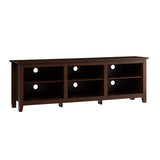 Modern Transitional 3 Shelf Open Storage 70" TV Stand For 80" TVs - Brown - Furniture Home Direct