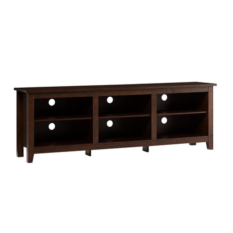 Modern Transitional 3 Shelf Open Storage 70" TV Stand For 80" TVs - Brown - Furniture Home Direct