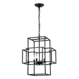 4 Light Metal Lantern Tiered Pendant Hanging Light Fixtures, Industrial Farmhouse Adjustable Height Chandeliers For Dining Room Hallway Foyer Entryway (E12 Bulbs Not Included) - Furniture Home Direct