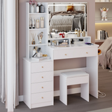 Vanity Desk With Cushioned Stool Mirror Makeup White - Furniture Home Direct