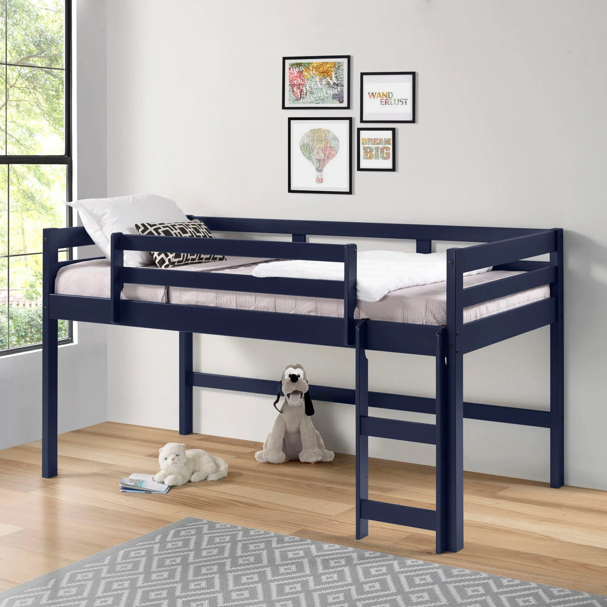 Lara - Twin Loft Bed - Navy Blue - Furniture Home Direct
