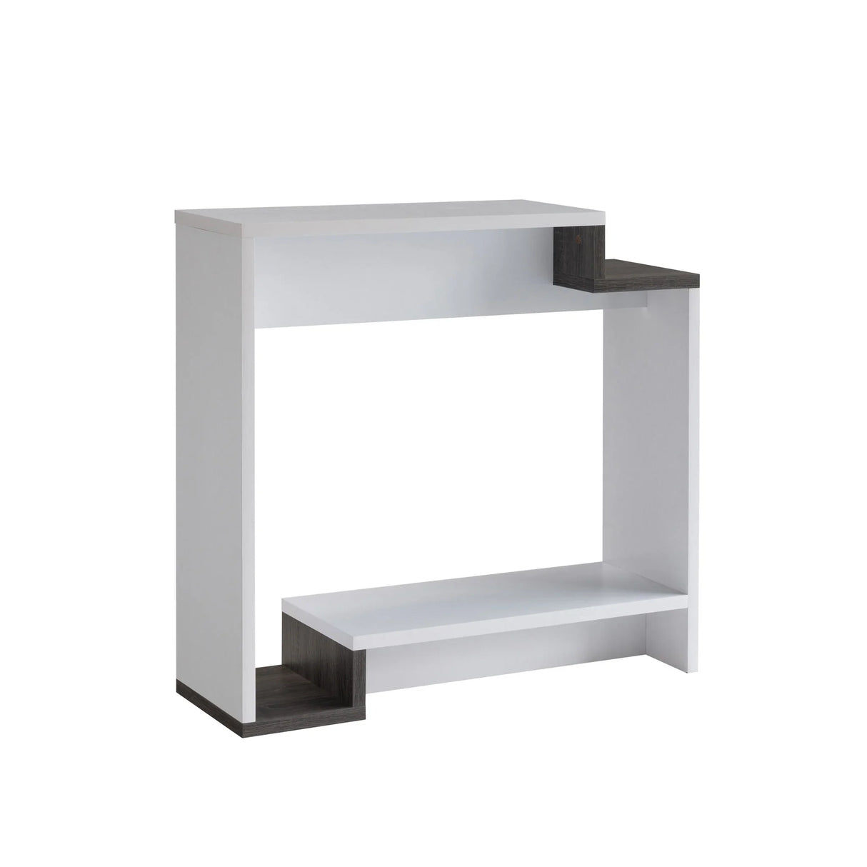 Contemporary Console Table With Two Open Shelves - White / Gray - Furniture Home Direct