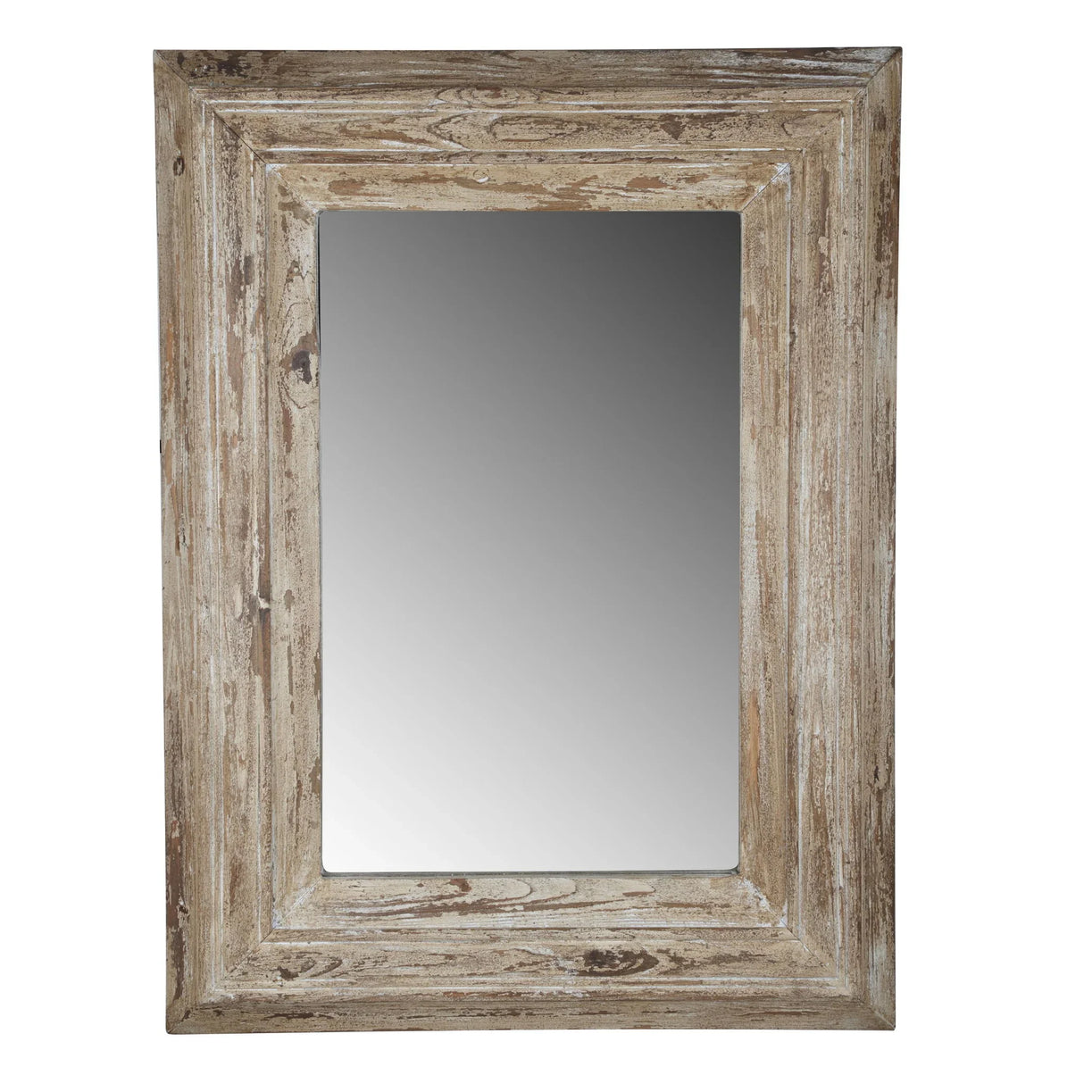 Rectangle Wall Accent Mirror With Distressed Wood Frame - Brown - Furniture Home Direct