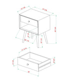 Mid-Century Modern Single Drawer Solid Wood Nightstand - Furniture Home Direct