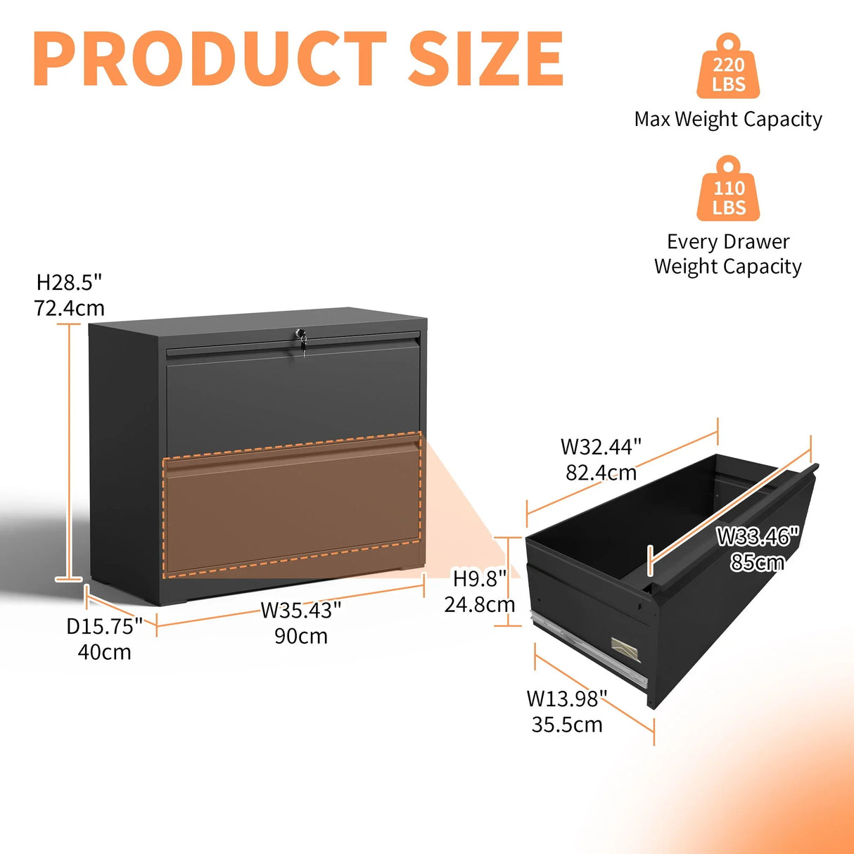 Premium Drawer Metal Lateral File Cabinet With Lock - Furniture Home Direct