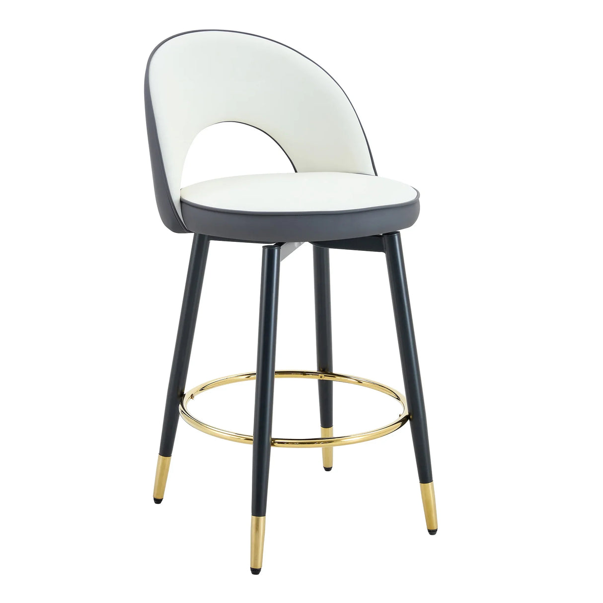 Bar Stool Set Modern Upholstered Two Tone White and Gray - Furniture Home Direct