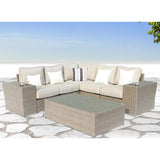 Outdoor Wicker Sectional With Weather Resistant Cushions And Table - Furniture Home Direct
