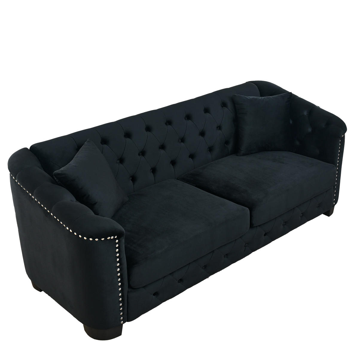 Sofa And Loveseat - Velvet Black - Furniture Home Direct