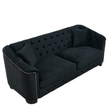 Sofa And Loveseat - Velvet Black - Furniture Home Direct