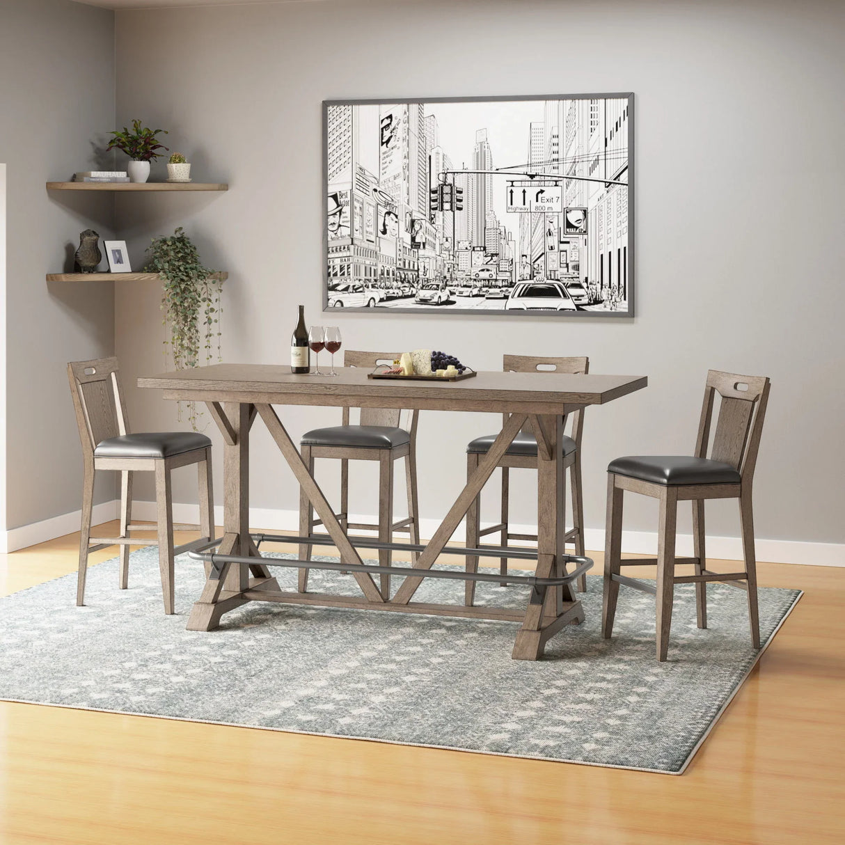 Benti - Slat Back Bar Stools (Set of 2) - Brown - Furniture Home Direct