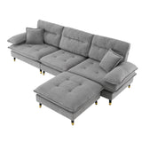 Sectional Sofa Cloud Chenille L Shape With Ottoman Gray - Furniture Home Direct