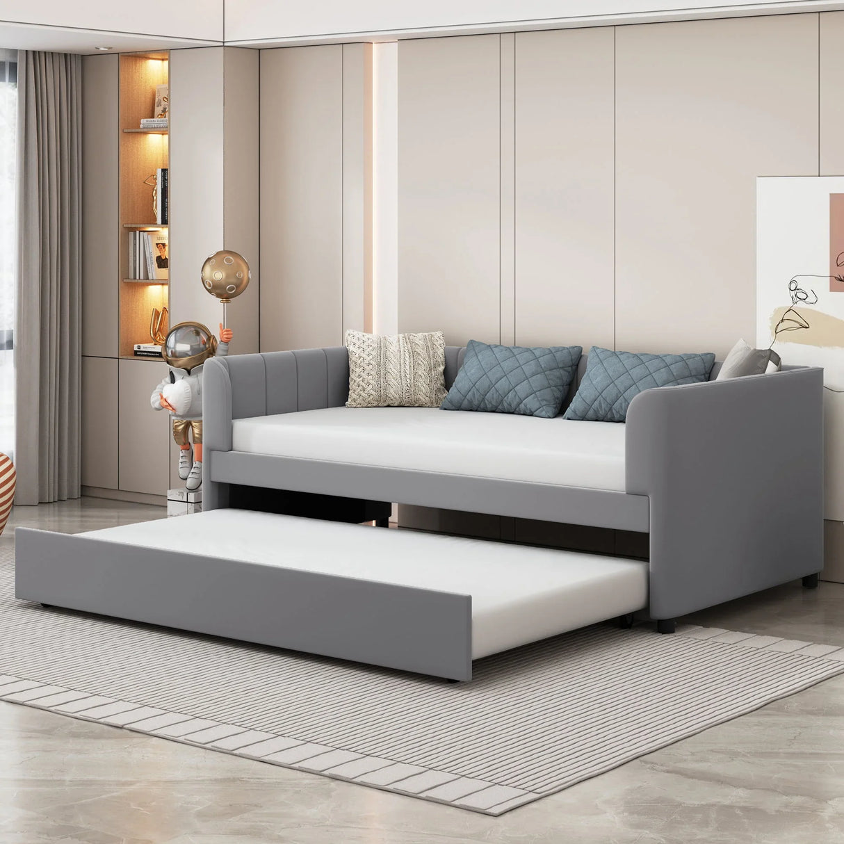 Upholstered Daybed With Ergonomic Design Backrest - Furniture Home Direct