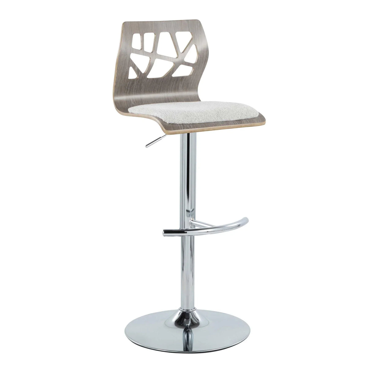 Folia - Contemporary Adjustable Barstool With Swivel With Rounded T Footrest (Set of 2) - Furniture Home Direct