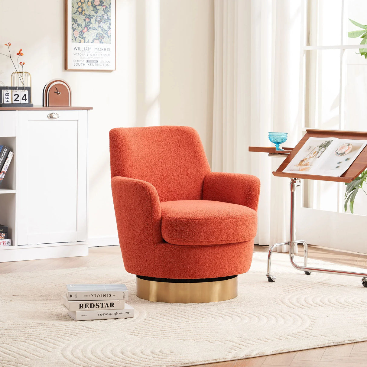Teddy Swivel Barrel Chair, Swivel Accent Chairs Armchair For Living Room - Furniture Home Direct