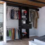 Closet System With Rods And Drawer Wall Mounted Black - Furniture Home Direct