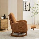 High Back Glider Rocking Chair With Retractable Footrest And Rubber Wood Legs - Furniture Home Direct