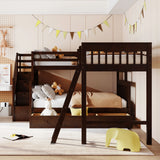 Solid L Shaped Bunk Bed With 3 Drawers, Ladder And Staircase - Furniture Home Direct