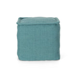 Hansolo - Yarn Square Pouf Ottoman Or Floor Cushion - Teal - Furniture Home Direct