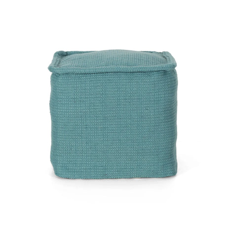 Hansolo - Yarn Square Pouf Ottoman Or Floor Cushion - Teal - Furniture Home Direct