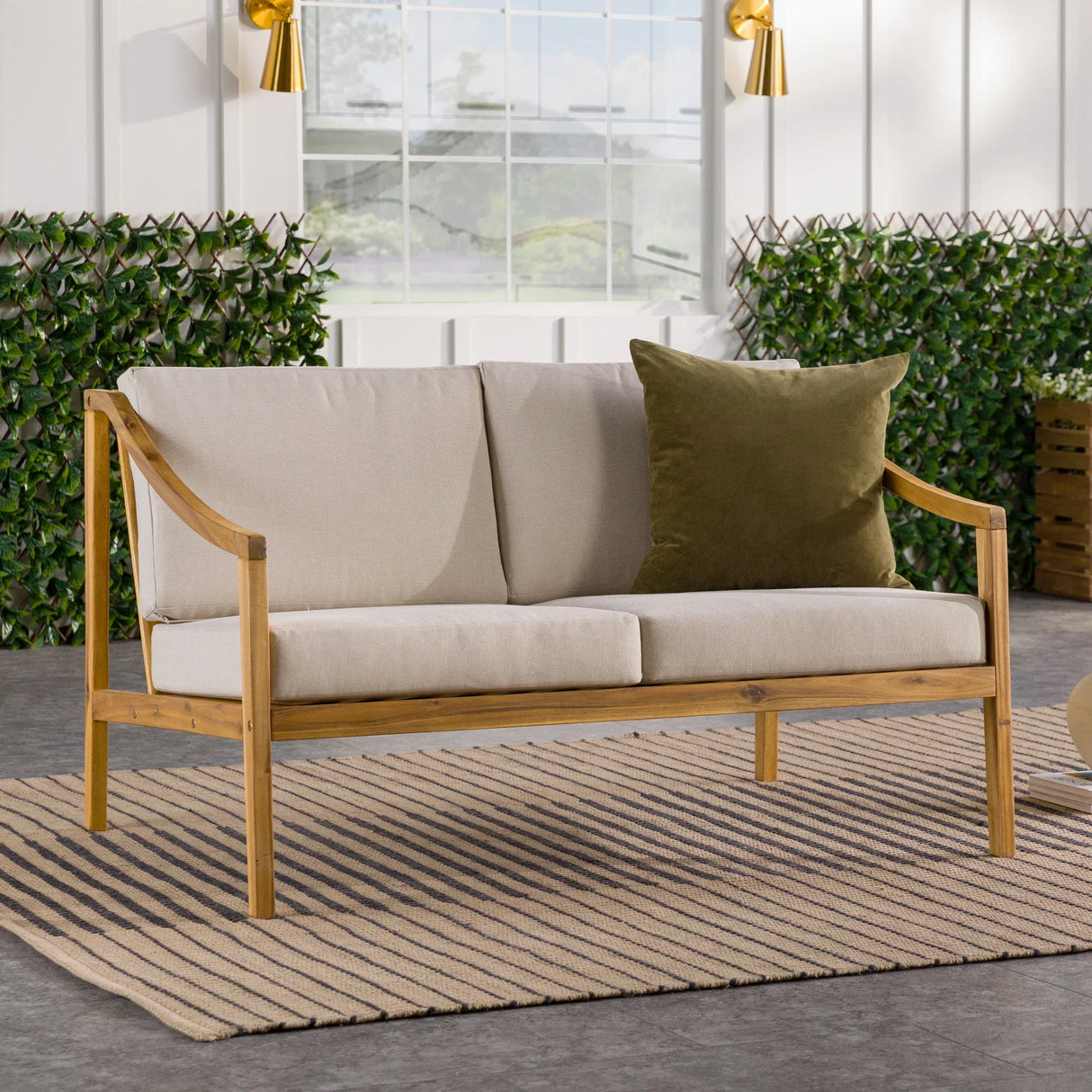 Modern Curved Arm Upholstered Outdoor Loveseat - Furniture Home Direct