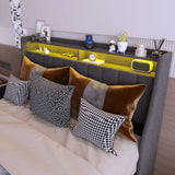 Bed With LED Lights, 4 Drawers, Winged Headboard Upholstered - Furniture Home Direct