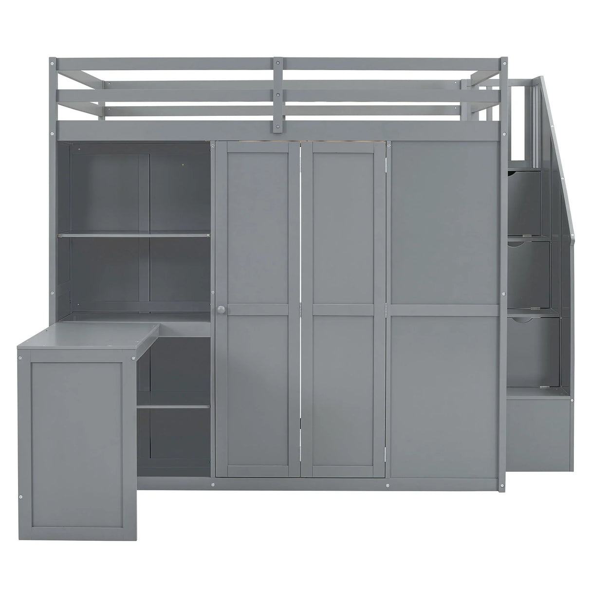 Loft Bed With Wardrobe, Desk And Shelves - Furniture Home Direct
