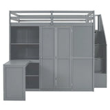Loft Bed With Wardrobe, Desk And Shelves - Furniture Home Direct