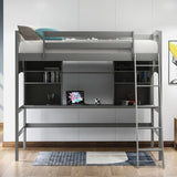 Loft Bed With Storage Shelves, Desk And Ladder - Furniture Home Direct