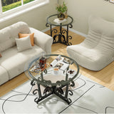 3 Piece Coffee Table Set With Tempered Glass Surface - Black - Furniture Home Direct