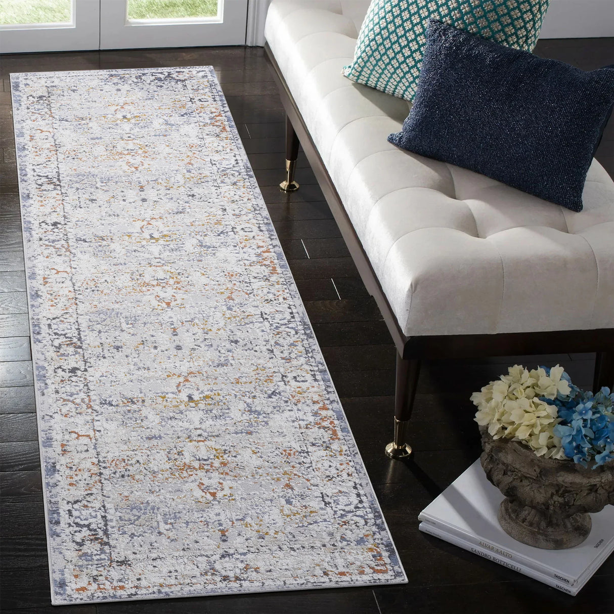 Payas - 2' X 8' Traditional Runner Rug - Ivory / Gray - Furniture Home Direct