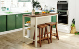 Kitchen Island Set With Stools 45 Inch Top Walnut Off White - Furniture Home Direct