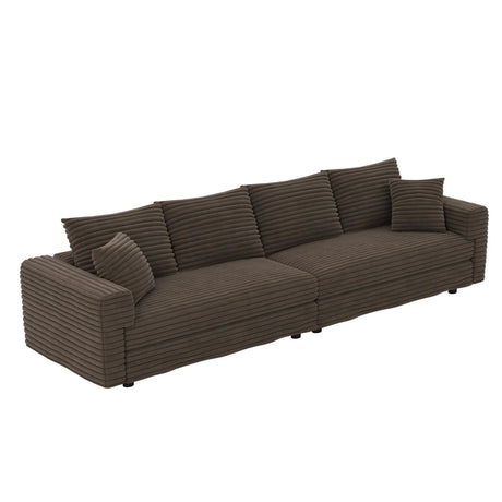 Plush Corduroy 4 Seat Sofa, Modern Comfy Upholstered Sofa Cloud Couch, Deep Seat Couches With Soft Pillows - Furniture Home Direct