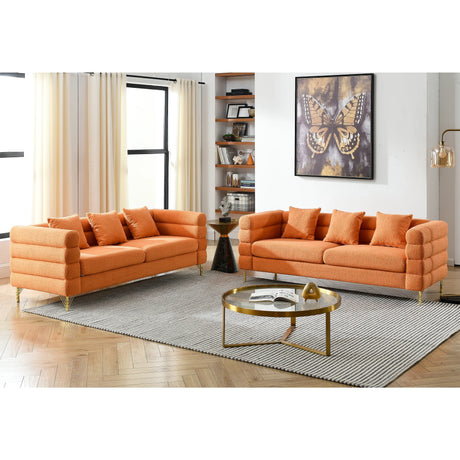 2 PC Living Room Set ( 2 Sofas) - Orange - Furniture Home Direct
