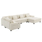U Shaped Sectional Sofa 6 Seat Couch Set With Oversized Ottoman, Hidden Armrest Storage And Cup Holders USB Charging Ports Wide Seat Sofa - Furniture Home Direct