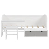 Daybed With Storage Shelves And Lockers, Multi Functional Bed With Study Desk And Matching Stool - Furniture Home Direct