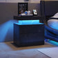 Nightstand LED, Bedside Table Cabinet With 2 Drawers For Bedroom - Furniture Home Direct
