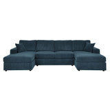 3 Piece Corduroy Double Chaise Sectional Sofa - Furniture Home Direct