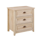 Transitional Farmhouse Framed 3 Drawer Nighstand With Cup Handles - Furniture Home Direct