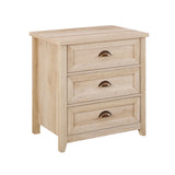 Transitional Farmhouse Framed 3 Drawer Nighstand With Cup Handles - Furniture Home Direct