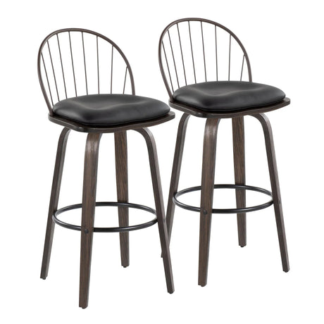 Riley - Industrial / Urban Fixed Height Barstool With Swivel With Removable Cushion (Set of 2) - Furniture Home Direct