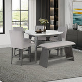 Jasmine - Bar Table With Arched Legs And Marble Top, Triangular Shape - Gray - Furniture Home Direct