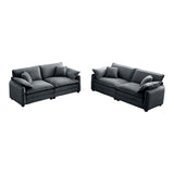 Two-Piece Corduroy Living Room Set (Sofa and Love Seat) - Gray - Furniture Home Direct