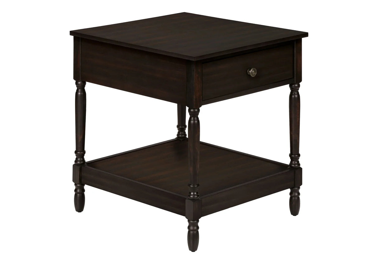 Accent - Table, 2 Tier, Square, Traditional - Walnut - Furniture Home Direct
